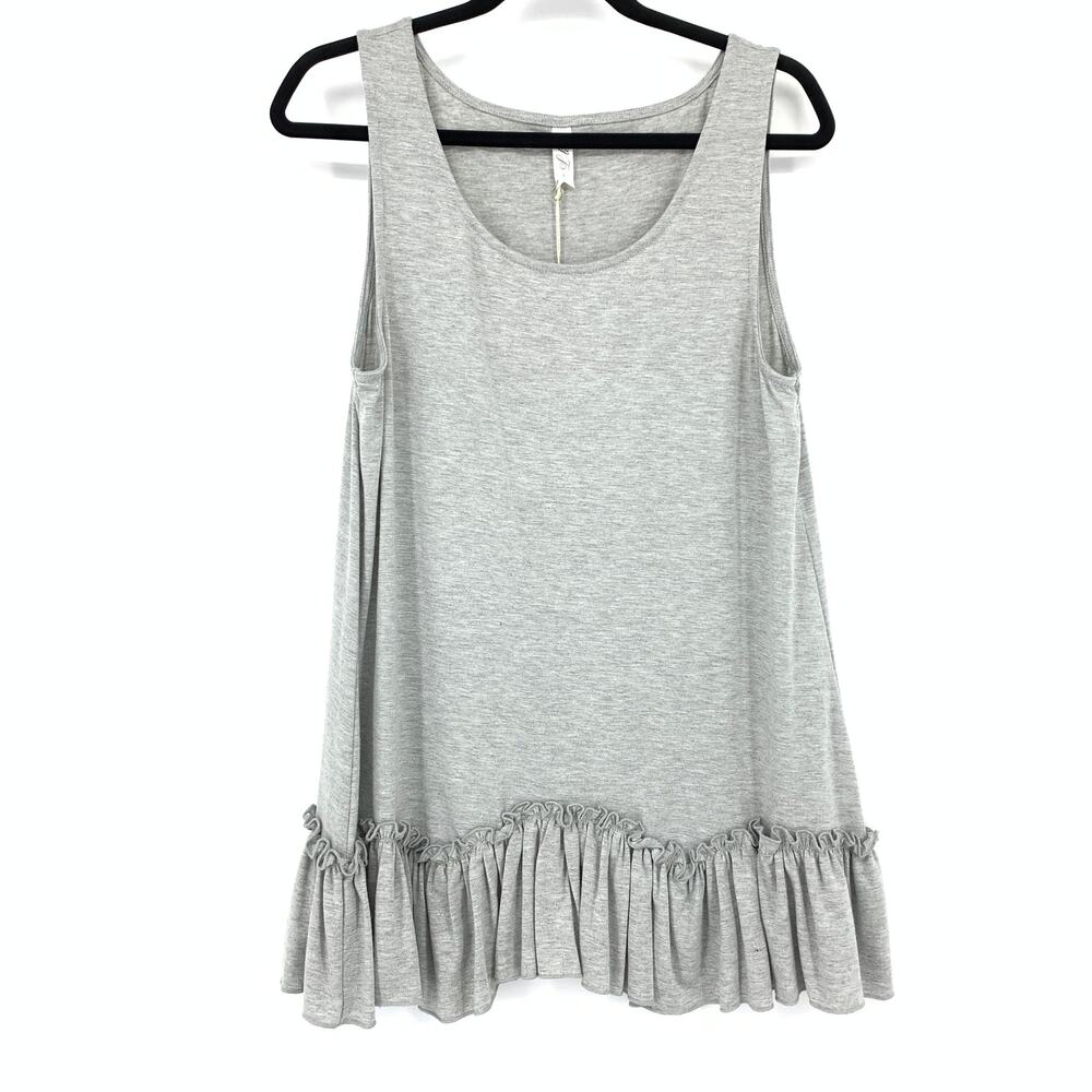 Women's Light Gray Ruffle-Hem Tank - Sleeveless Swing Top